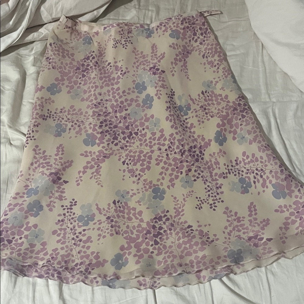 Ann Taylor Floral Purple and Blue Women's Skirt
